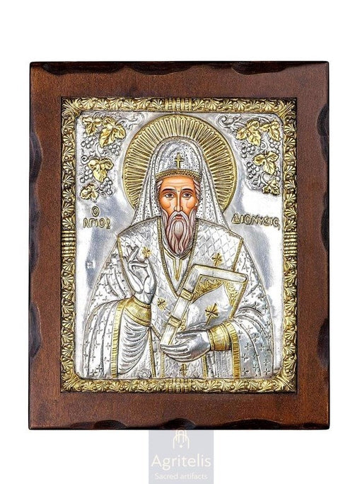 Ασημένια Εικόνα, Αγριτέλης Εκκλησιαστικά, ieraskevi.com, ΑΓΙΟΣ ΔΙΟΝΥΣΙΟΣ 31,5 x 27cm