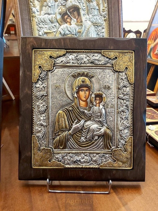 Ασημένια Εικόνα, Αγριτέλης Εκκλησιαστικά, ieraskevi.com, ΠΑΝΑΓΙΑ ΟΔΗΓΗΤΡΙΑ ΘΕΜΑ 2 34 x 28 cm