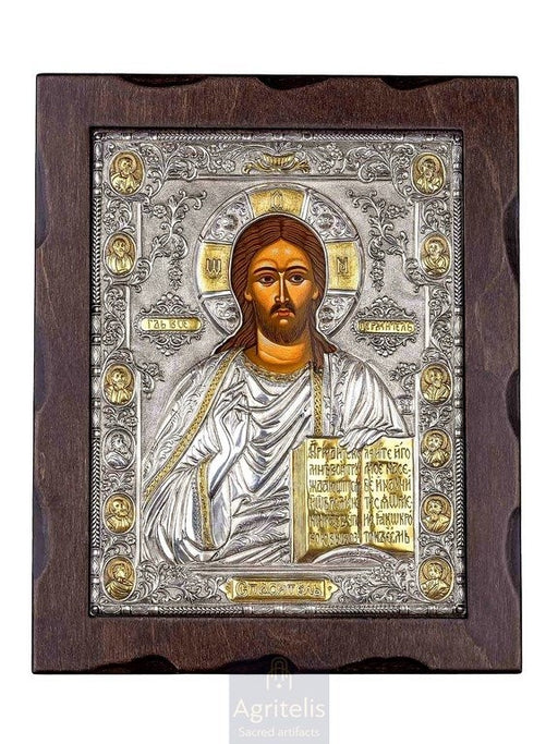 Ασημένια Εικόνα, Αγριτέλης Εκκλησιαστικά, ieraskevi.com, ΧΡΙΣΤΟΣ ΡΩΣΙΚΟΣ 	 34 x 28 cm