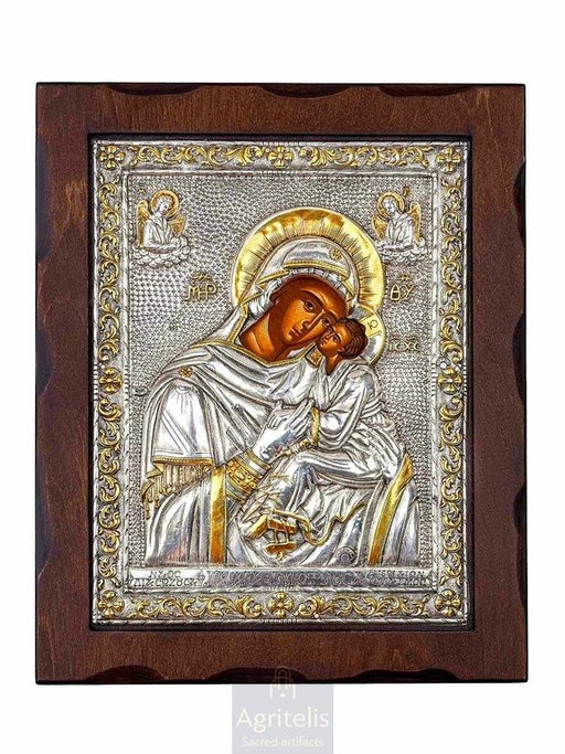 Ασημένια Εικόνα, Αγριτέλης Εκκλησιαστικά, ieraskevi.com, ΠΑΝΑΓΙΑ ΓΛΥΚΟΦΙΛΟΥΣΑ 	 34 x 28 cm