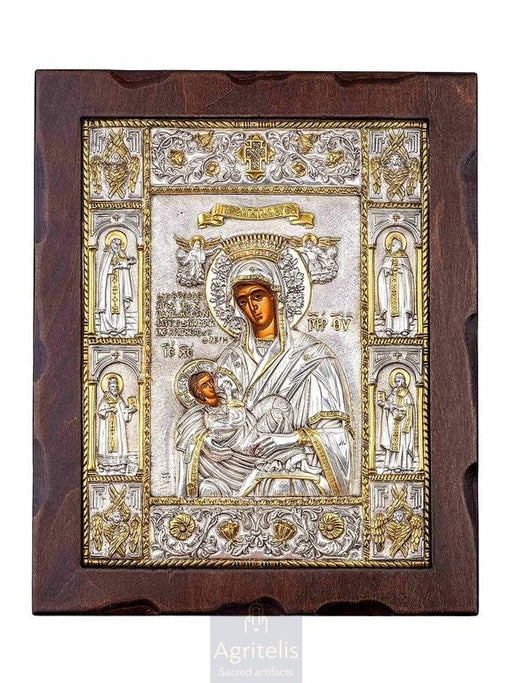Ασημένια Εικόνα, Αγριτέλης Εκκλησιαστικά, ieraskevi.com, ΠΑΝΑΓΙΑ ΓΑΛΑΚΤΟΤΡΟΦΟΥΣΑ 34 x 28 cm