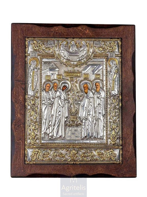 Ασημένια Εικόνα, Αγριτέλης Εκκλησιαστικά, ieraskevi.com, ΑΓΙΟΣ ΣΕΡΓΙΟΣ ΤΟΥ ΡΑΝΤΟΝΕΖ ΤΟ ΘΑΥΜΑ ΤΗΣ ΕΠΙΣΚΕΨΗΣ ΤΗΣ ΠΑΝΑΓΙΑΣ 34 x 28 