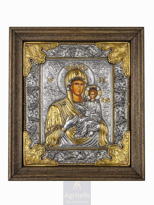 Ασημένια Εικόνα, Αγριτέλης Εκκλησιαστικά, ieraskevi.com, ΠΑΝΑΓΙΑ ΟΔΗΓΗΤΡΙΑ ΘΕΜΑ Β 34 x 28 cm
