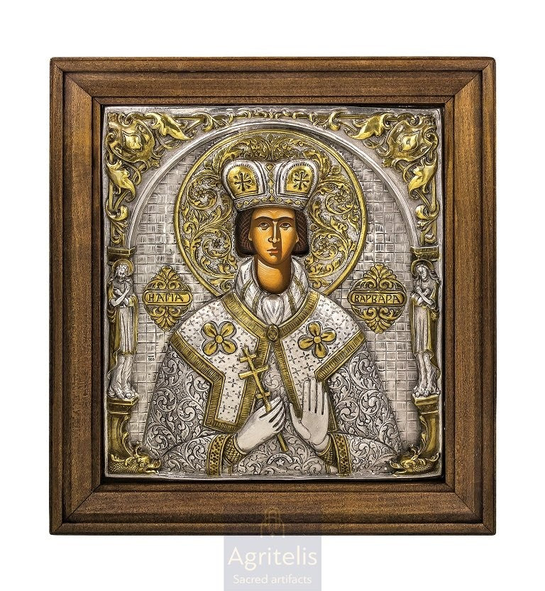 Сребрна икона, Αγριτέλης црквени предмети, ieraskevi.com, СВЕТА ВАРВАРА 40 x 36 cm