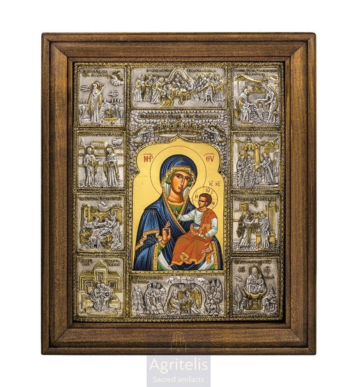Ασημένια Εικόνα, Αγριτέλης Εκκλησιαστικά, ieraskevi.com, Ο ΒΙΟΣ ΤΗΣ ΠΑΝΑΓΙΑΣ Β ΘΕΜΑ 48 x 40 cm