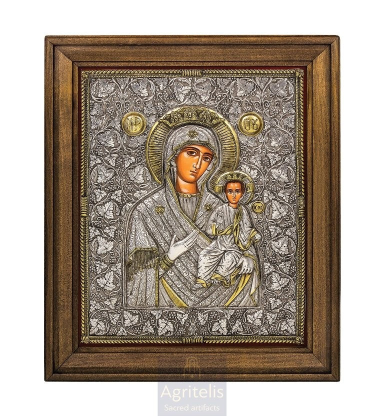Серебряная икона, Αγριτέλης церковные, ieraskevi.com, ПРЕСВЯТАЯ НЕПОРОЧНАЯ 48 x 40 cm