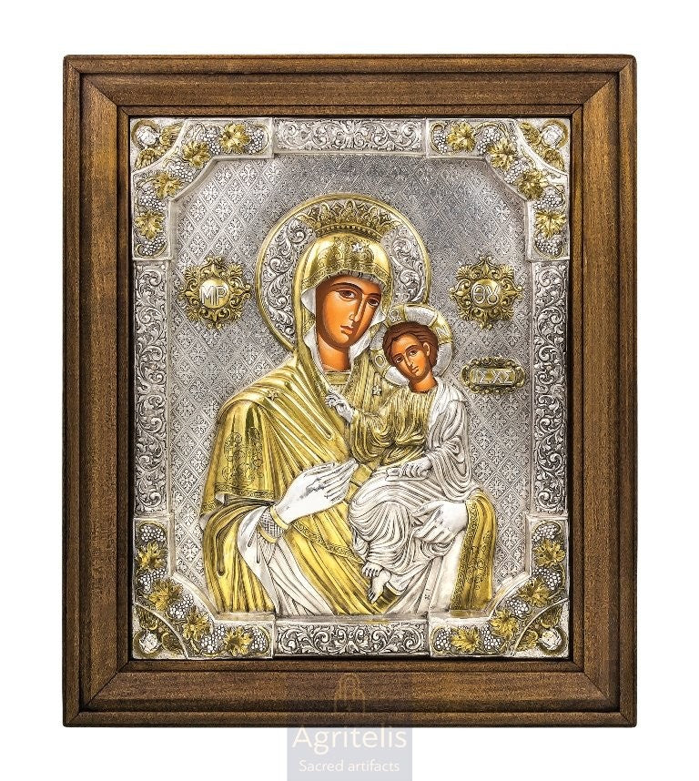 Серебряная икона, Αγριτέλης церковные товары, ieraskevi.com, ПАНАГИЯ ОДИГИТРИЯ 62 x 53 cm