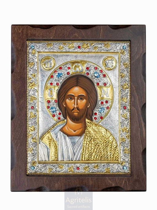Ασημένια Εικόνα, Αγριτέλης Εκκλησιαστικά, ieraskevi.com, ΧΡΙΣΤΟΣ 34,5 x 28 cm