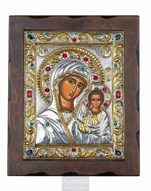 Theotokos of Kazan — 925 Silver Icon, 34.5 × 28 cm