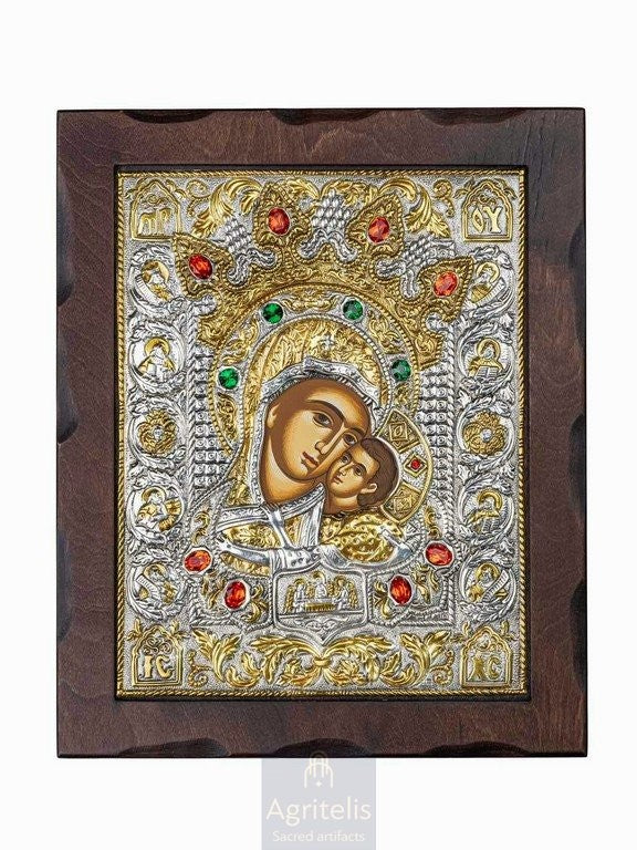 Срібна ікона, Αγριτέλης Церковні, ieraskevi.com, БОГОРОДИЦЯ ГЛИКОФІЛУСА 34,5 x 28 cm