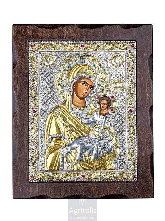 Silver Icon, Agritelis Church Supplies, ieraskevi.com, Theotokos Amolyntos — 34,5 x 28 cm