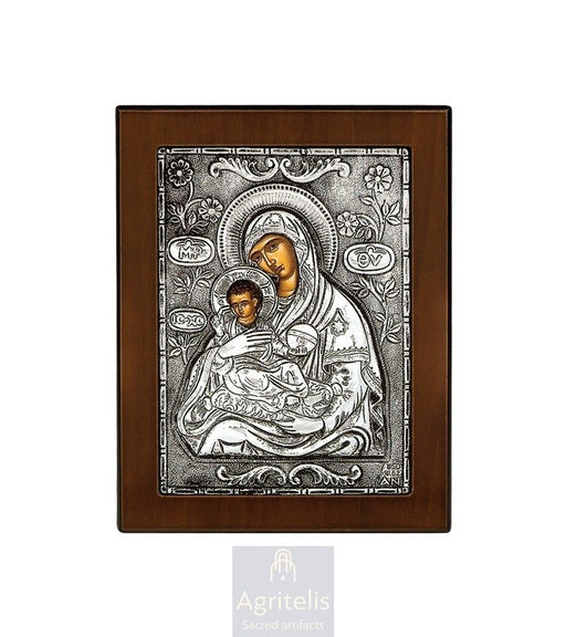 Theotokos — Sweetness of the Angels — Sterling Silver Icon — 14.6 × 11.3 cm