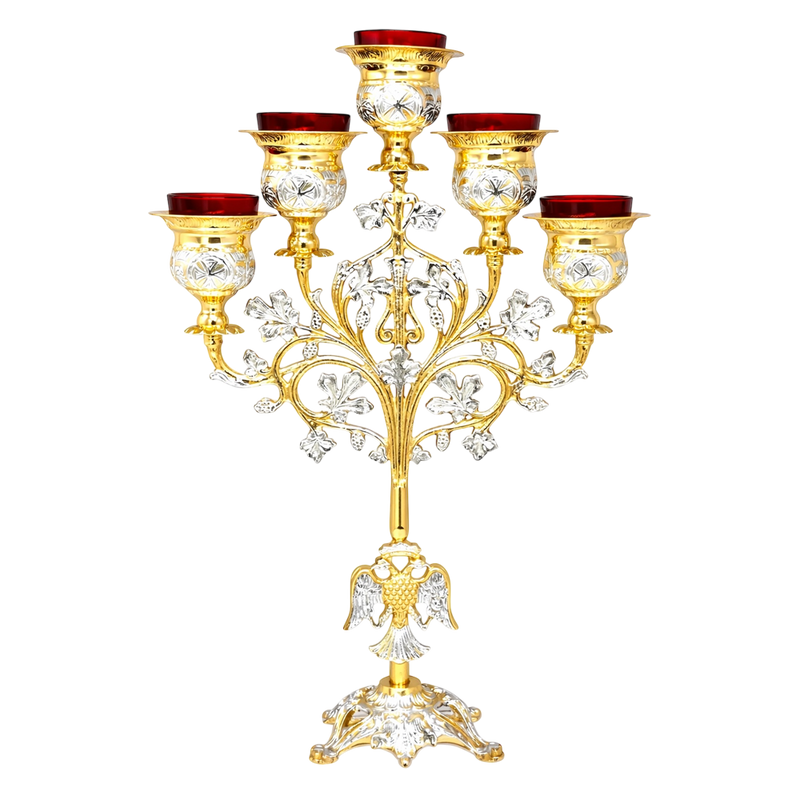 Двобојна петокрака свећњача — 40 × 15 × 50 cm
