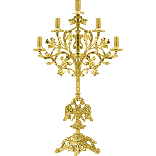 Gold-Tone Five-Light Vigil Lamp Stand — 40 x 15 x 50 cm
