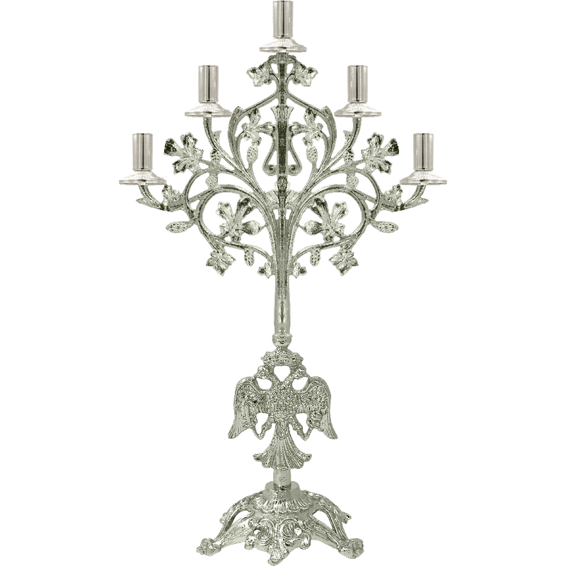 Silver-Tone Five-Light Vigil Lamp Stand — 40 x 15 x 50 cm