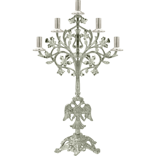 Silver-Tone Five-Light Vigil Lamp Stand — 40 x 15 x 50 cm