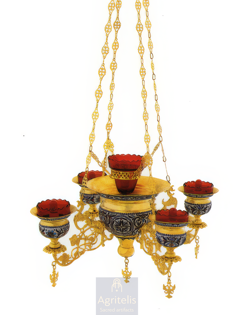 Candelă cu email, candelă din bronz, Agritelis Obiecte Bisericești, ieraskevi.com