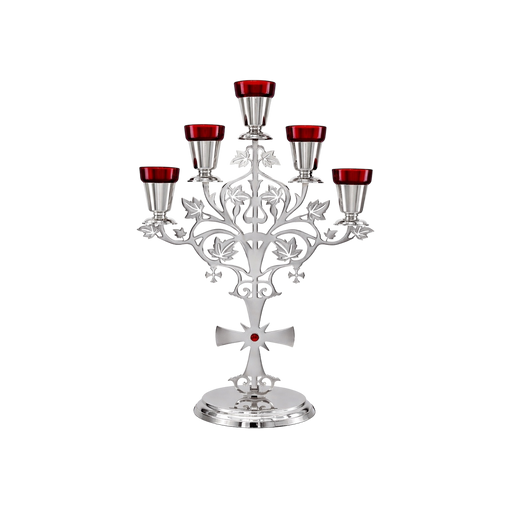Five-Light Vigil Lamp — Silver Tone with Openwork