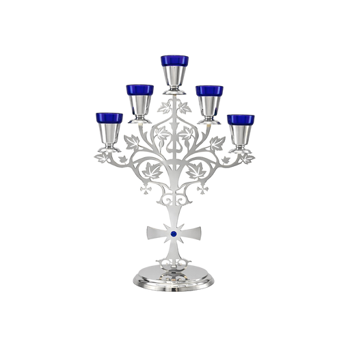 Five-Light Vigil Lamp — Silver Tone with Openwork
