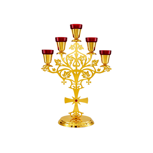 Five-Light Vigil Lamp — Gold Tone with Openwork
