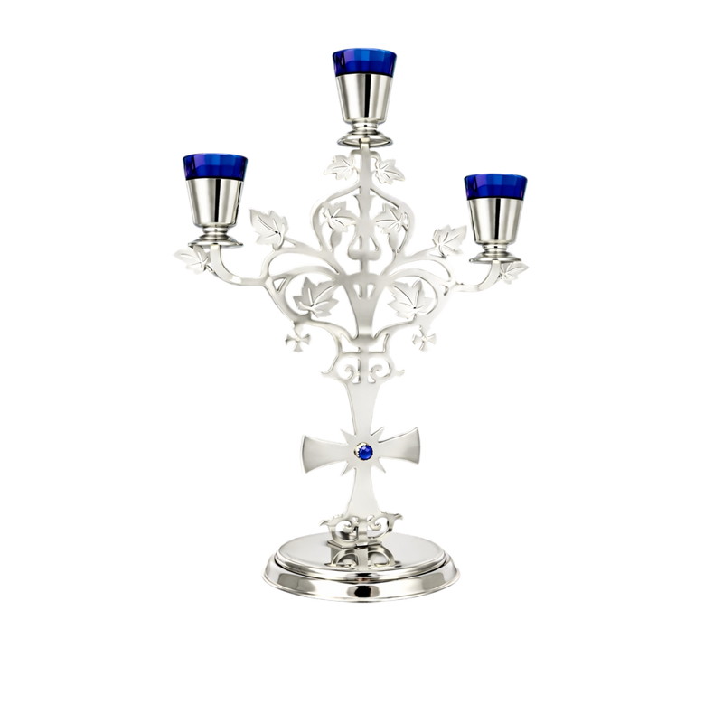 Three-Light Vigil Lamp — Silver Tone with Openwork