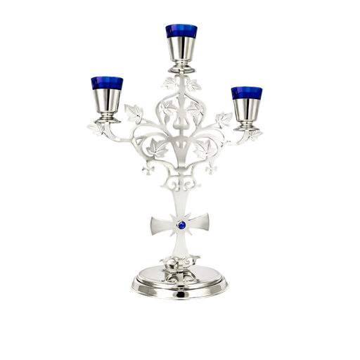 Three-Light Vigil Lamp — Silver Tone with Openwork