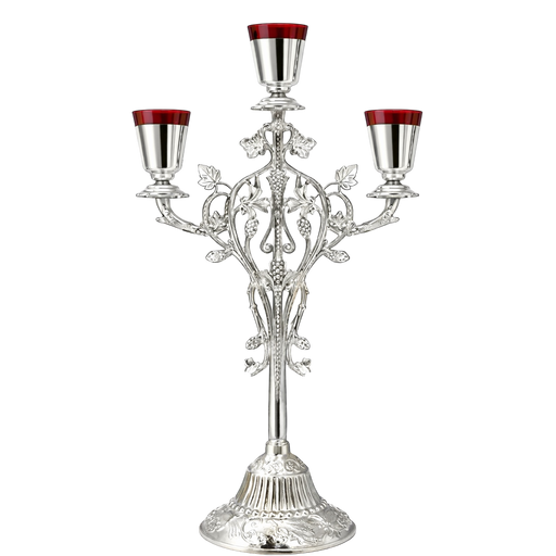Silver-Tone Three-Light Vigil Lamp Stand — 23 × 23 × 35 cm