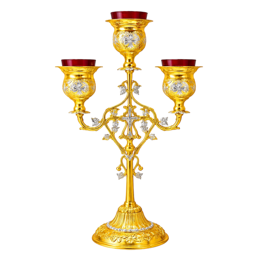 Two-Tone Three-Light Vigil Lamp Stand — 23 × 23 × 35 cm