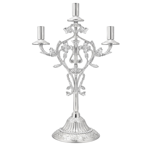 Silver-Tone Three-Light Vigil Lamp Stand — 23 × 23 × 35 cm