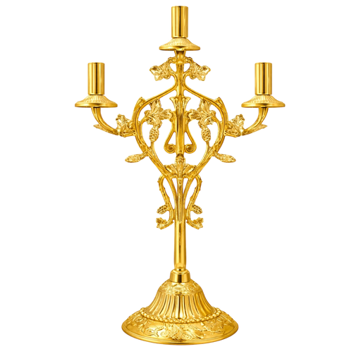 Gold-Tone Three-Light Vigil Lamp Stand — 23 × 23 × 35 cm