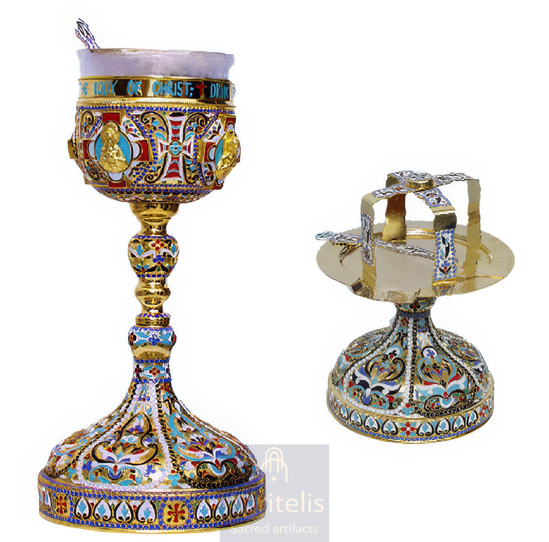 Chalice Set with Enamel, Agritelis, ieraskevi.com