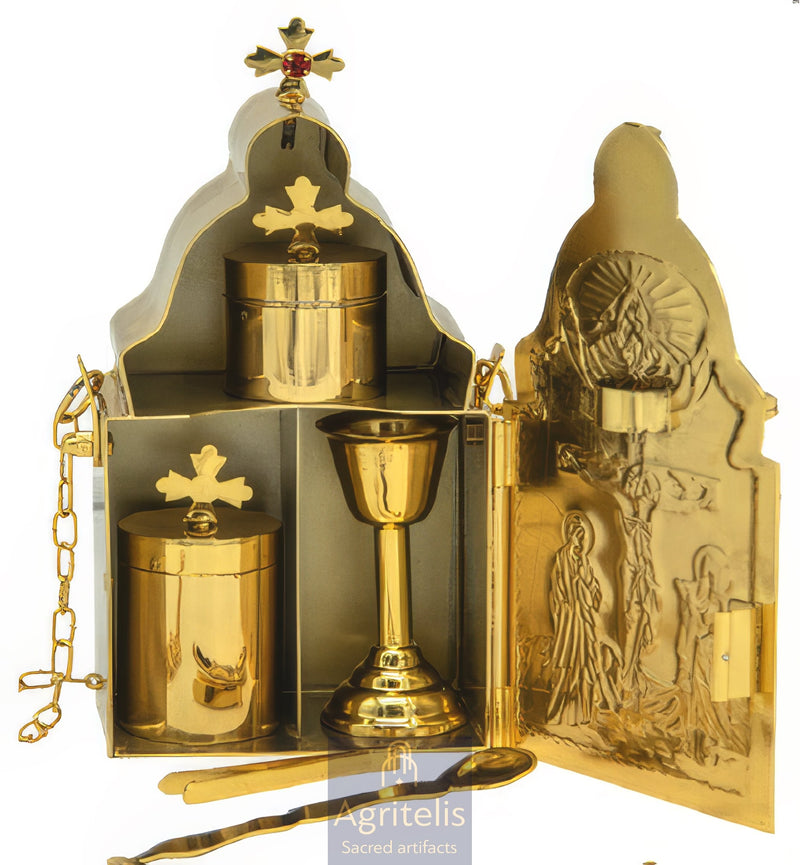 24K Gold-Plated Enamel Portable Communion Pyx