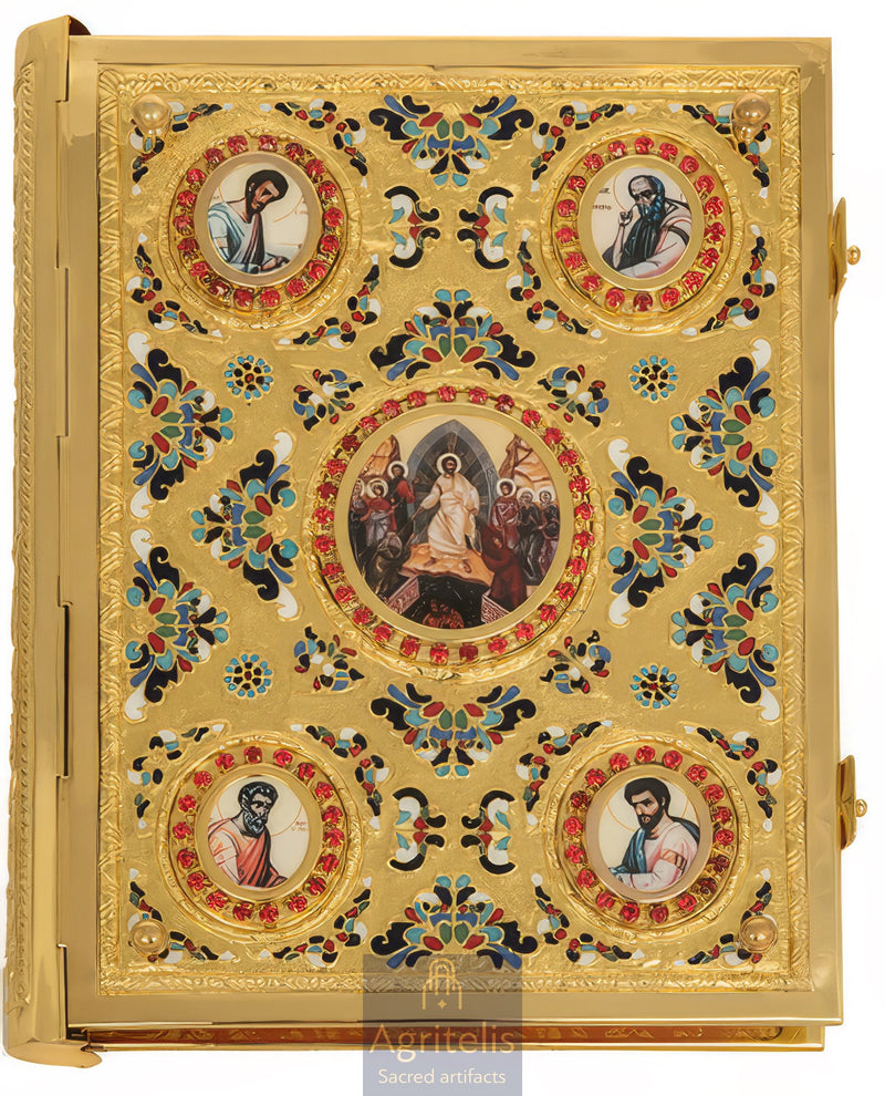 Gospel Book, Gold-Plated Gospel Book, Enamel, ieraskevi.com, Agritelis Church Supplies