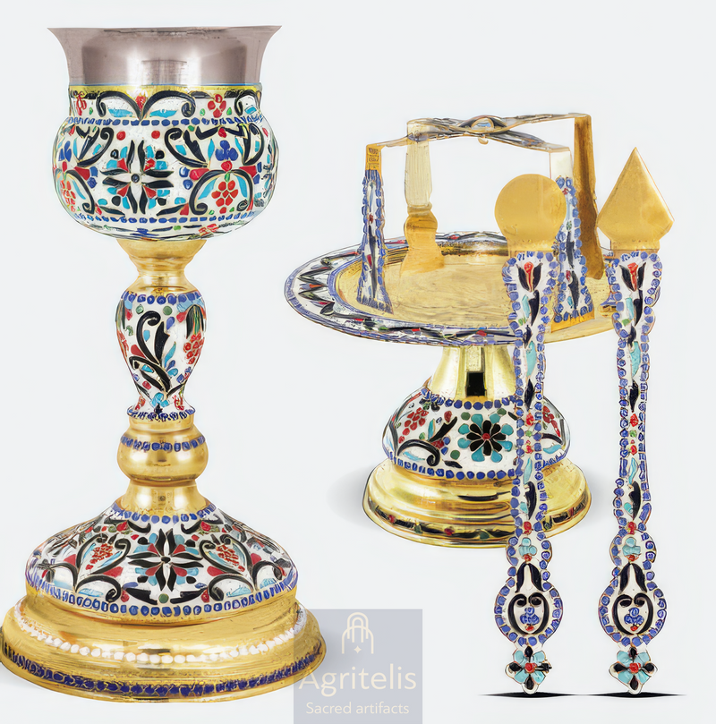24K Gold-Plated Chalice Set with Enamel