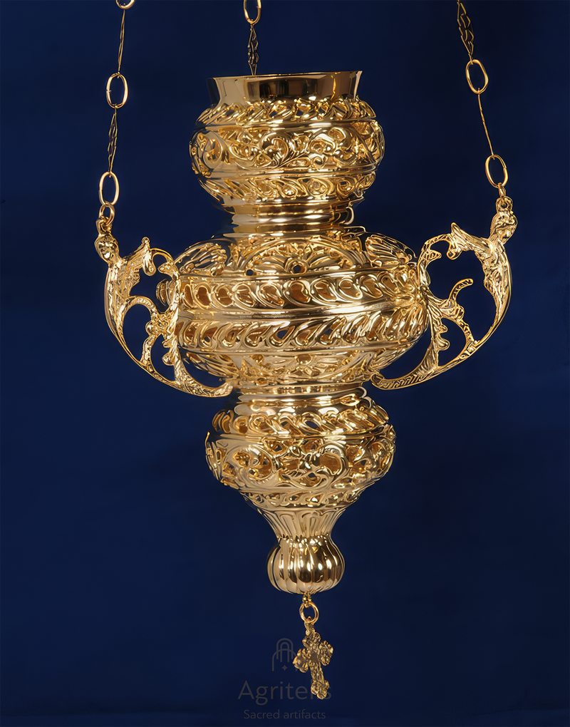 Candelă de veghe placată cu aur 24K — 26 × 15 cm