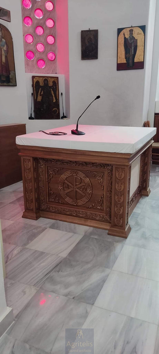 Sfânta Masă / Altar, sculptat în lemn, tei, stejar, Agritelis, obiecte bisericești, ieraskevi.com