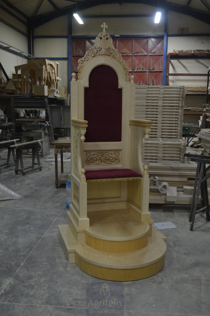 Tronuri arhierești, sculptate în lemn, din tei, stejar, Agritelis, obiecte bisericești, ieraskevi.com