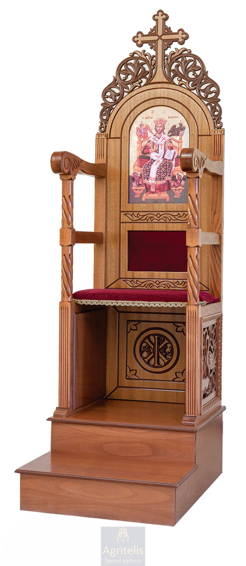 Tronuri arhierești, sculptate în lemn, din tei, stejar, Agritelis, obiecte bisericești, ieraskevi.com