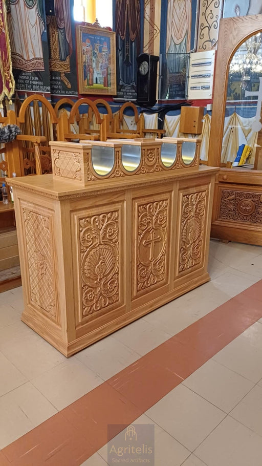 Παγκάρι, Ξυλόγλυπτο, Φλαμούρι, Δρυς, Αγριτέλης, Εκκλησιατικά, ieraskevi.com