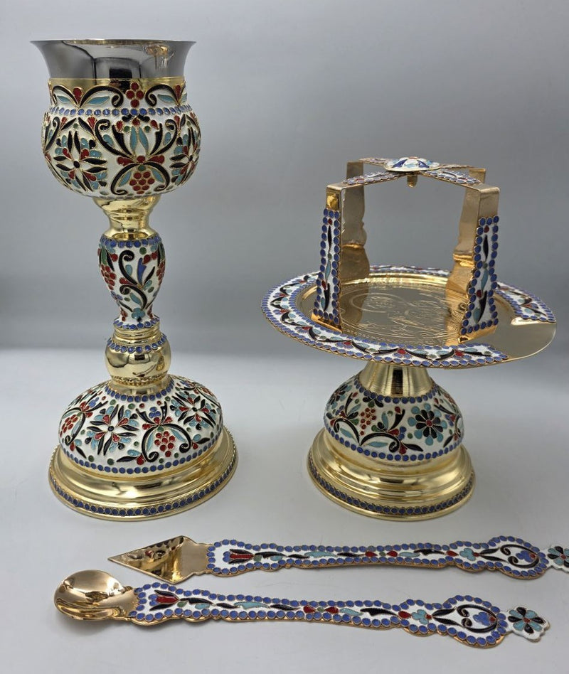 24K Gold-Plated Chalice Set with Enamel
