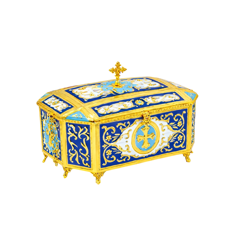 Реликвијар златне боје, емајл