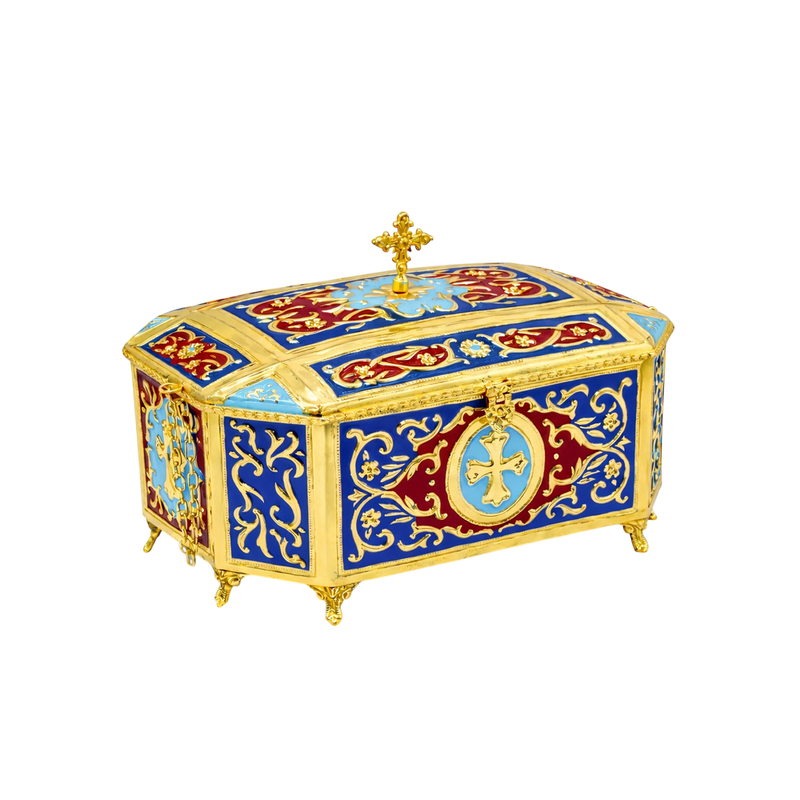 Реликвијар златне боје, емајл