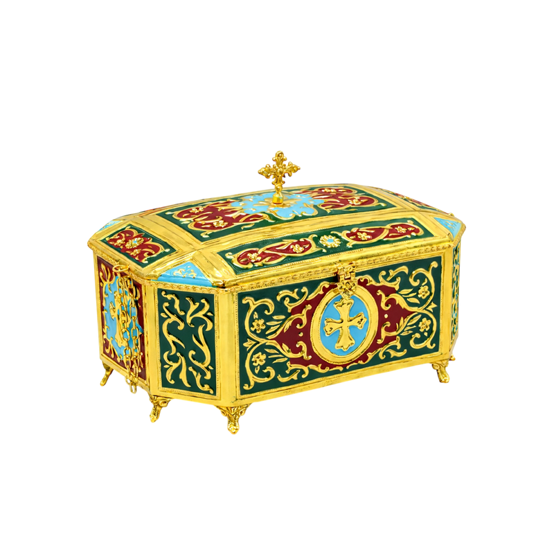 Реликвијар златне боје, емајл