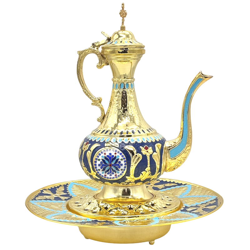 Ritual Handwashing Vessel (Chernivoxesto) — Gold-Tone with Enamel — 33 × 33 × 38 cm
