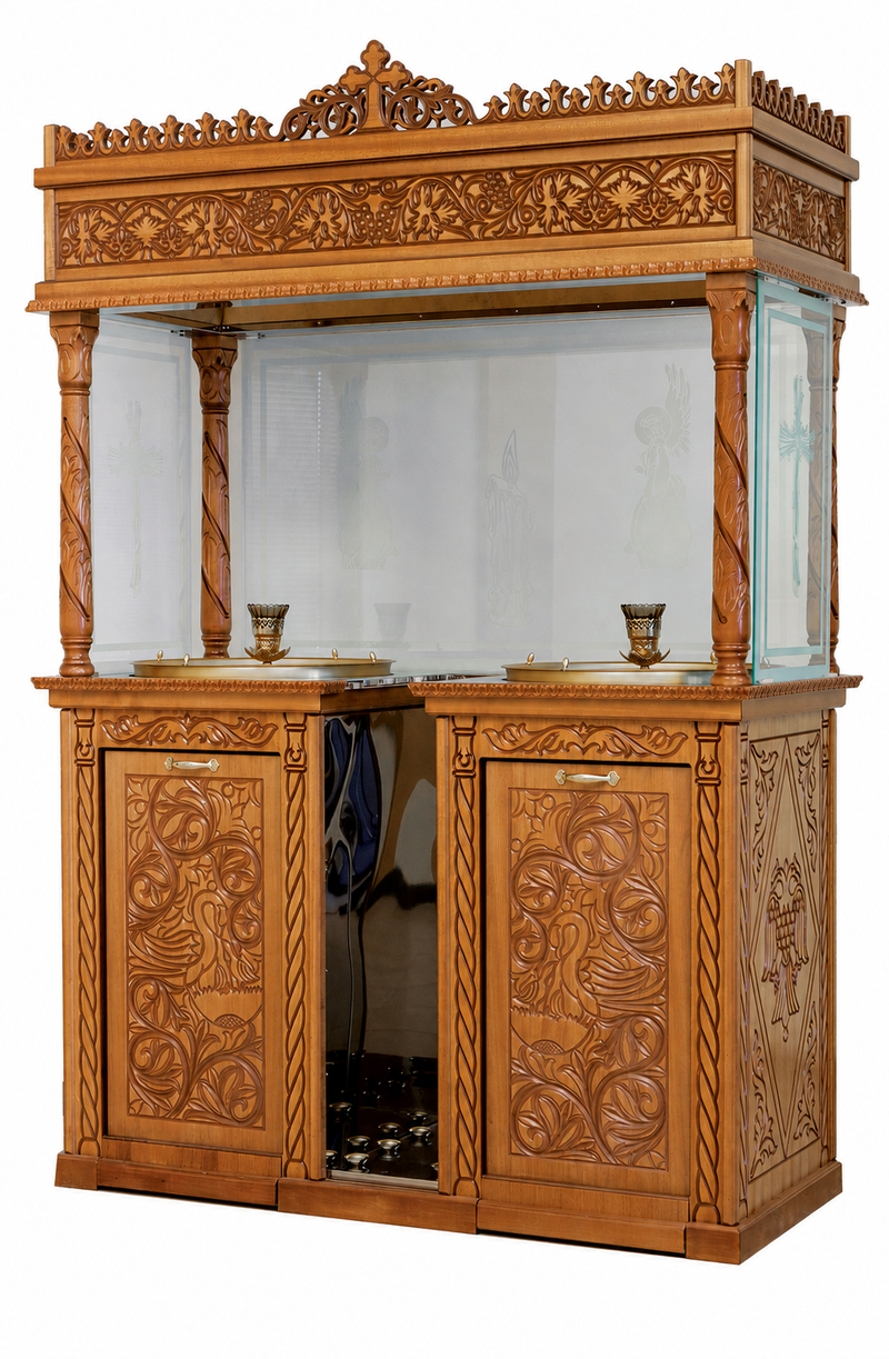 Carved Wooden Candle Stand with Smoke Extraction
