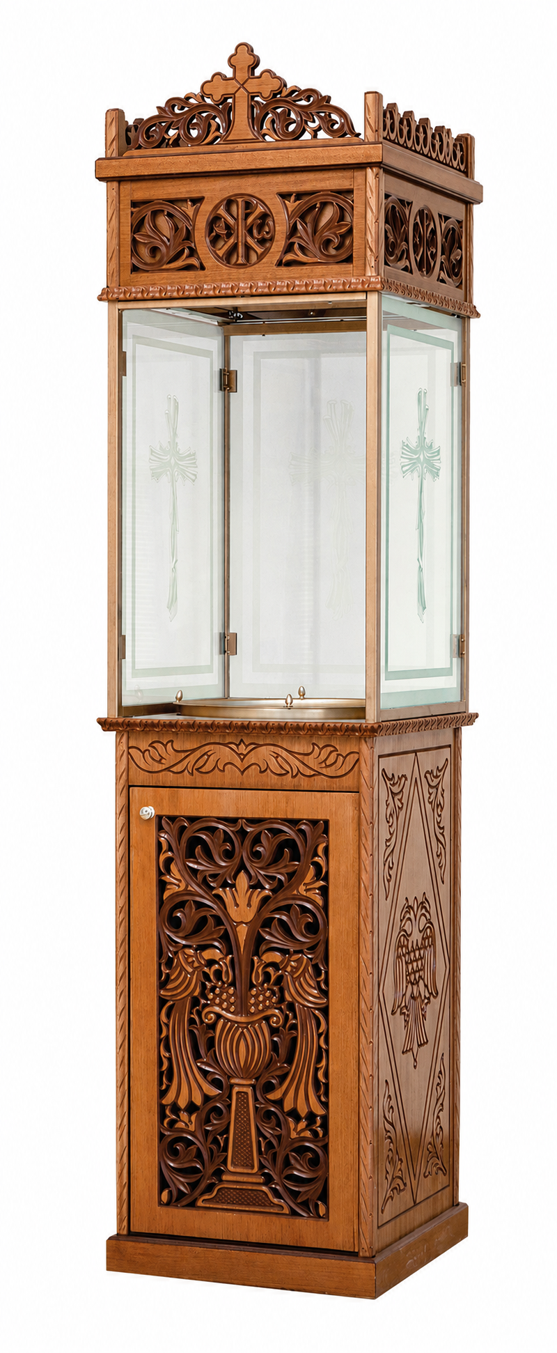 Carved Wooden Candle Stand with Smoke Extraction