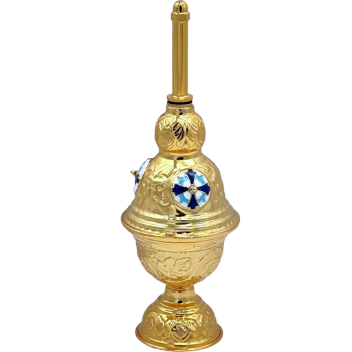 Rosette Holy Water Sprinkler – Gold-Tone with Enamel
