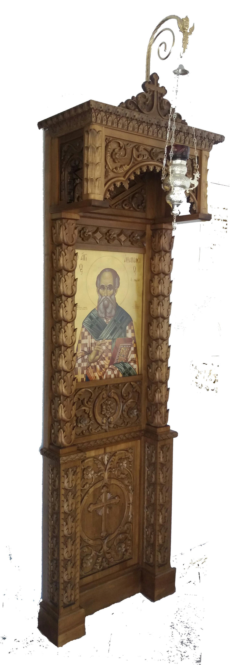 ხის მოჩუქურთმებული ხატის სტენდი